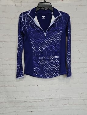 Reebok Childrens Purple & White Half-Zip Performance Top
